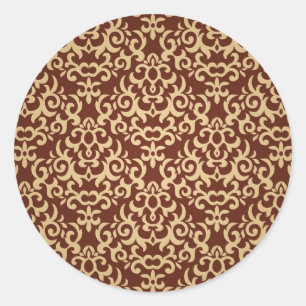 Sticker Rond Modèle Damask sur l'arrière - plan de dégradé