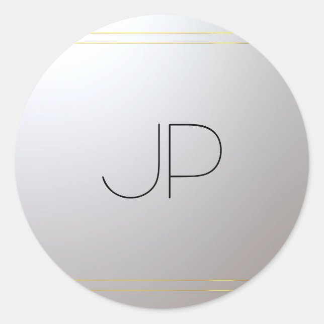 Sticker Rond Modèle d'argent d'or monogramme personnalisé initi (Devant)