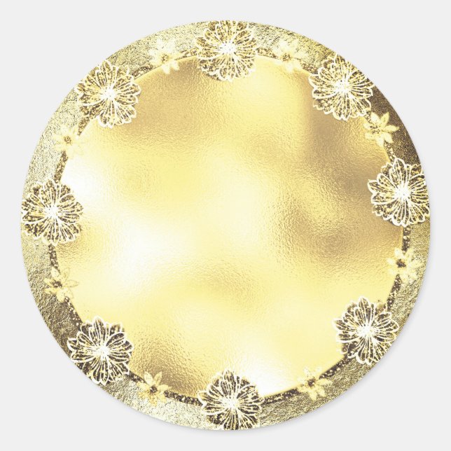 Sticker Rond Modèle d'arrière-plan Gold personnalisable (Devant)