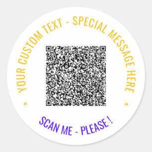 Sticker Rond Modèle d'autocollant de code QR couleur avec texte