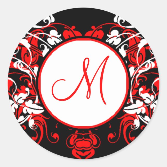 Sticker Rond Modèle d'autocollant monogramme personnalisé (Devant)