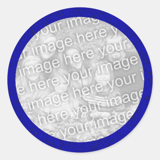 Sticker Rond Modèle d'autocollant photo bleu (Devant)