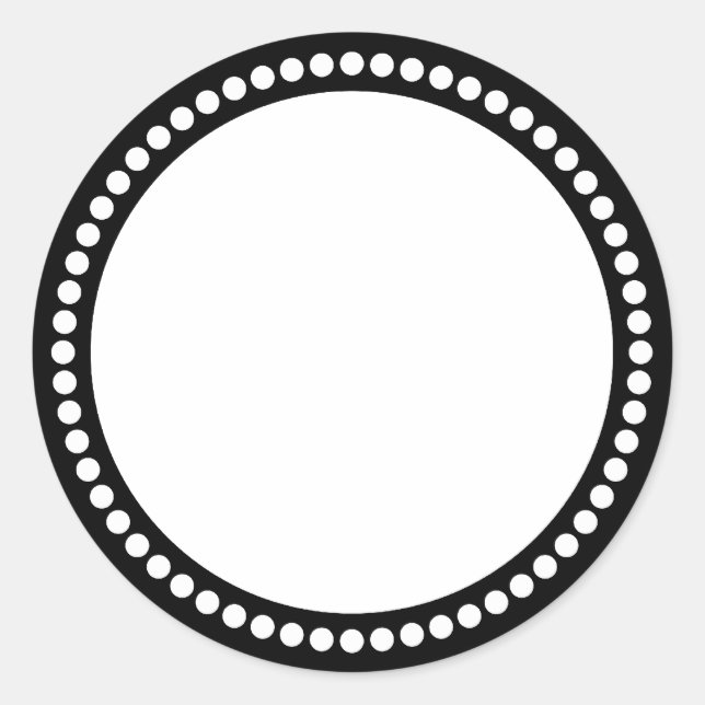 Sticker Rond Modèle de cadre de point rond en noir (Devant)