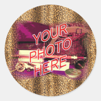 Sticker Rond Modèle de cadre Leopard