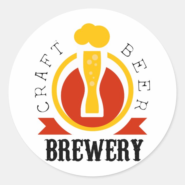 Sticker Rond Modèle de conception du logo de la brasserie Craft (Devant)