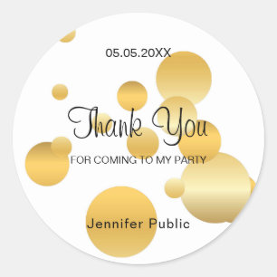 Sticker Rond Modèle de confettis en faux or avec texte de remer