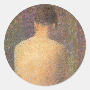 Sticker Rond Modèle de dos par Georges Seurat, Art ancien