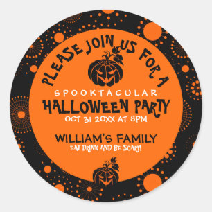 Sticker Rond Modèle de la fête d'Halloween Cercles orang modern
