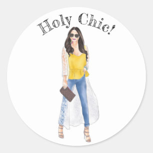 Sticker Rond Modèle de mode élégant "Holy Chic"