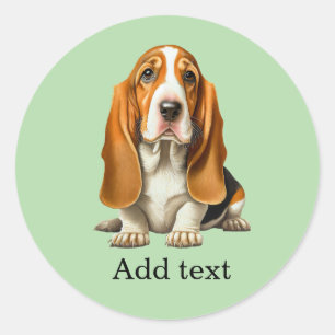 Sticker Rond Modèle de portrait de chien Basset Hound