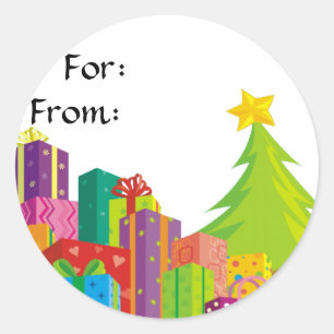 Sticker Rond Modèle de Presente de Noël,