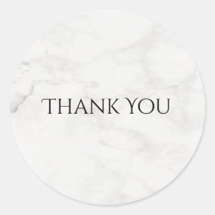 Sticker Rond Modèle de remerciement élégant en marbre blanc mod