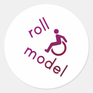 Sticker Rond Modèle de rouleau - Tee - shirts handicapés - en v