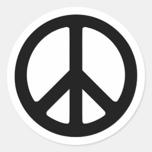 Sticker Rond Modèle de symbole de paix noir