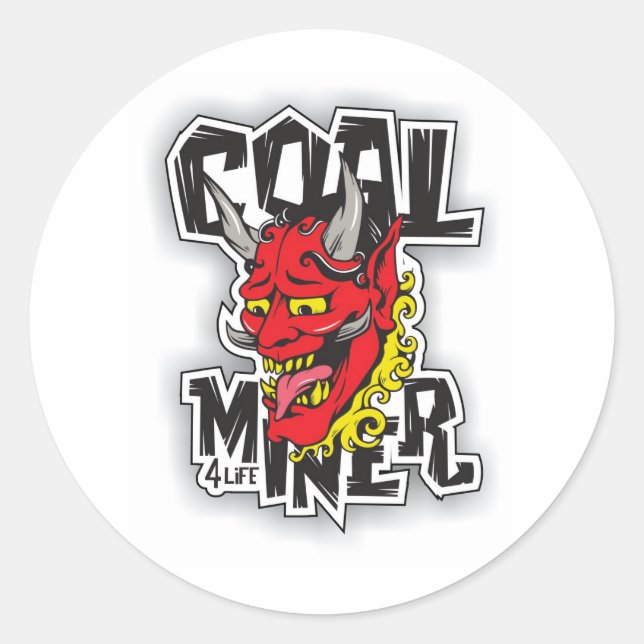Sticker Rond modèle de tatouage des mineurs de charbon (Devant)