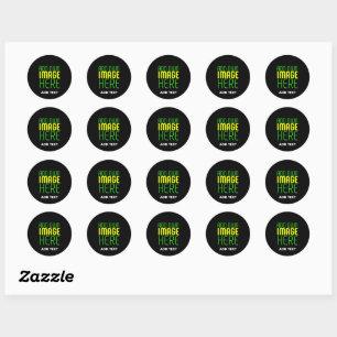 STICKER ROND MODELE DE TEXTE D'IMAGE NOIRE SIMPLE ET MODIFIABLE