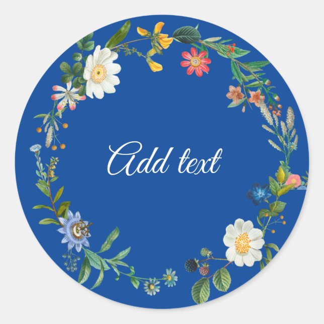 Sticker Rond Modèle de texte Floral Wreath (Devant)