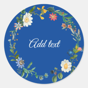 Sticker Rond Modèle de texte Floral Wreath