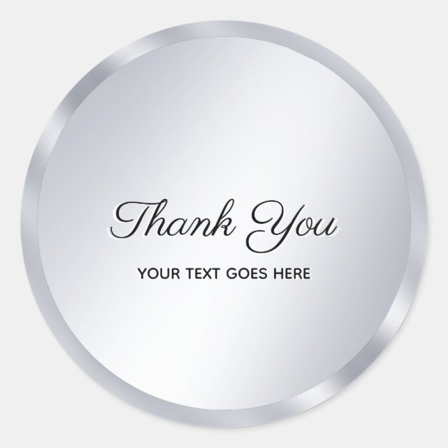 Sticker Rond Modèle de texte personnalisé d'aspect argent éléga (Devant)