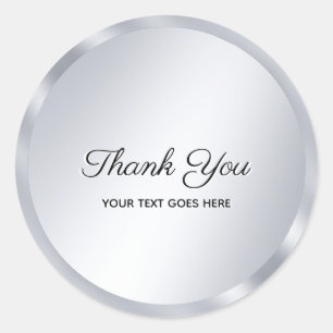 Sticker Rond Modèle de texte personnalisé d'aspect argenté Élég