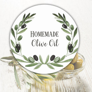 Sticker Rond Modèle d'emballage de bouteilles d'huile d'olive É