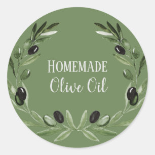 Sticker Rond Modèle d'emballage de bouteilles d'huile d'olive É