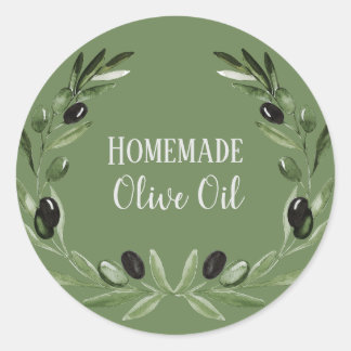 Sticker Rond Modèle d'emballage de bouteilles d'huile d'olive É