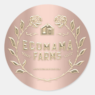 Sticker Rond Modèle d'emballage personnalisé du Rose de logo