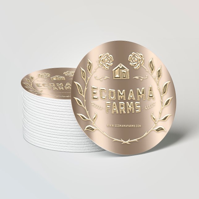 Sticker Rond Modèle d'emballage personnalisé du Rose de logo (Créateur téléchargé)