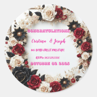 Sticker Rond Modèle faire-part de mariage