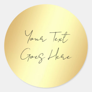 Sticker Rond Modèle Faux Or Ajoutez Votre Texte Typographie