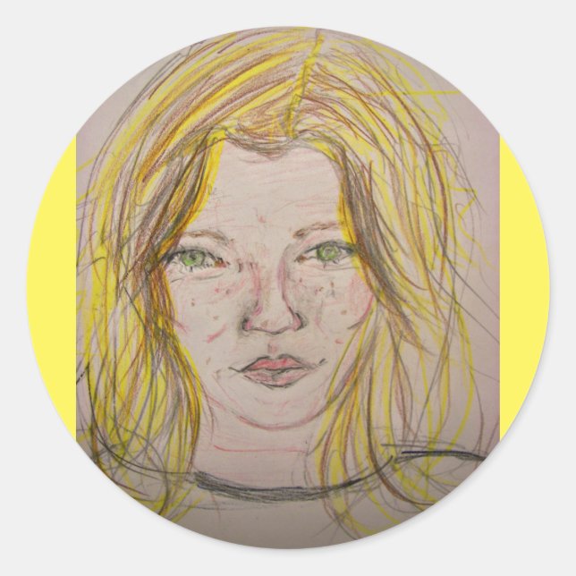 Sticker Rond Modèle fille (Devant)