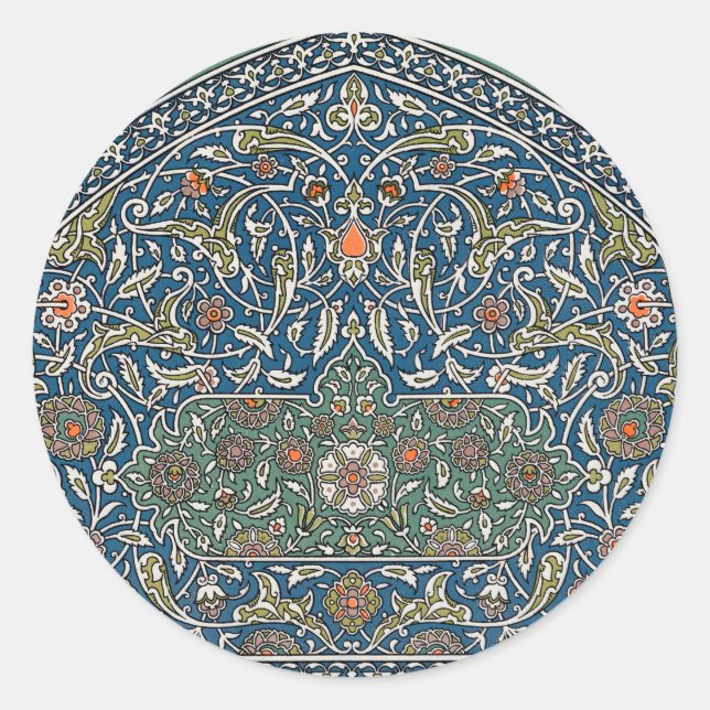Sticker Rond Modèle floral arabe décoratif vintage (Devant)