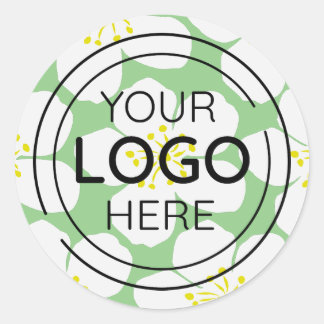 Sticker Rond Modèle floral blanc minimaliste