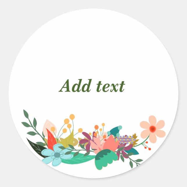 Sticker Rond Modèle Frontalier Fleur, Personnalisable, (Devant)