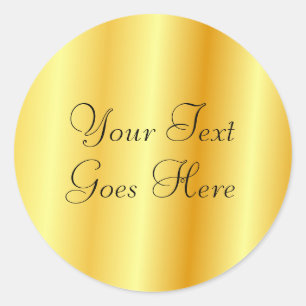 Sticker Rond Modèle Glamour Aspect Doré Ajoutez Votre Texte Ici