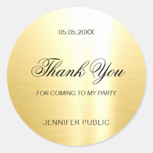 Sticker Rond Modèle Glamour Gold Merci Écriture Manuscrite