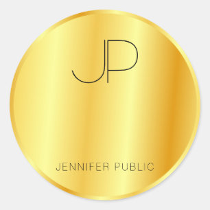 Sticker Rond Modèle Glamour Monogrammé Faux Or