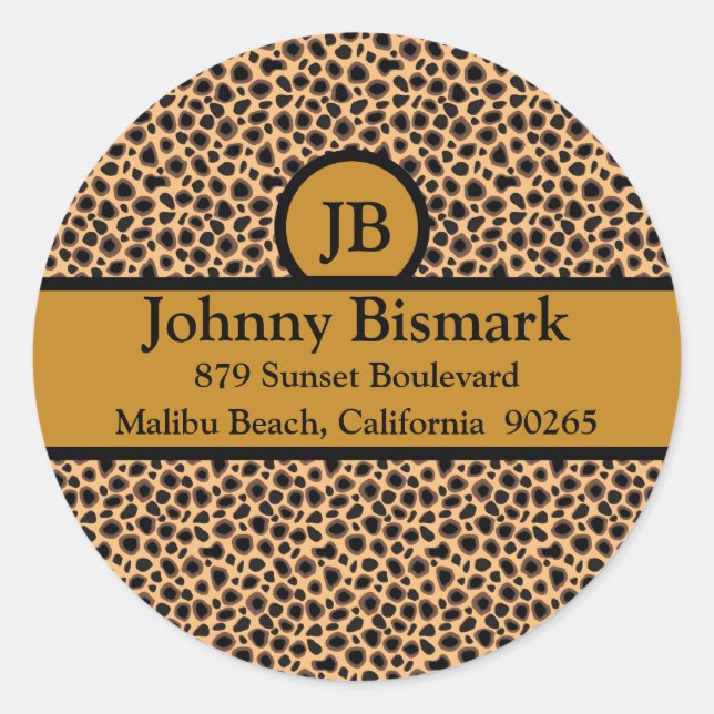 Sticker Rond Modèle personnalisable d'impression Cheetah (Devant)
