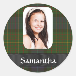 Sticker Rond Modèle photo californien tartan plaid