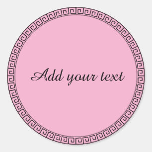 Sticker Rond Modèle rose pastel, cadre élégant,