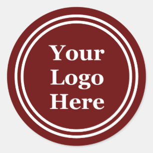 Sticker Rond Modèle Rouge foncé et blanc Votre logo ici