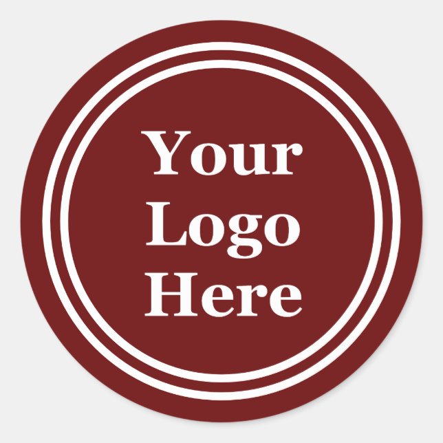 Sticker Rond Modèle Rouge foncé et blanc Votre logo ici (Devant)