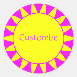 Sticker Rond Modèle Sun Ray - 3 - Magenta & Yellow v2