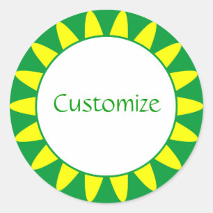 Sticker Rond Modèle Sun Ray - 3 - Vert