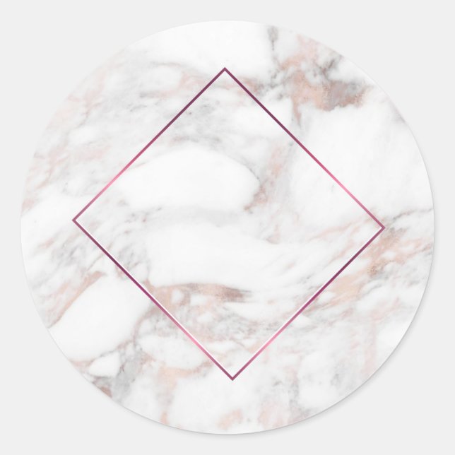 Sticker Rond Modèle vide élégant moderne en marbre doré rose (Devant)
