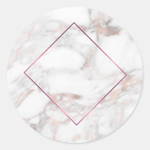 Sticker Rond Modèle vide élégant moderne en marbre or rose