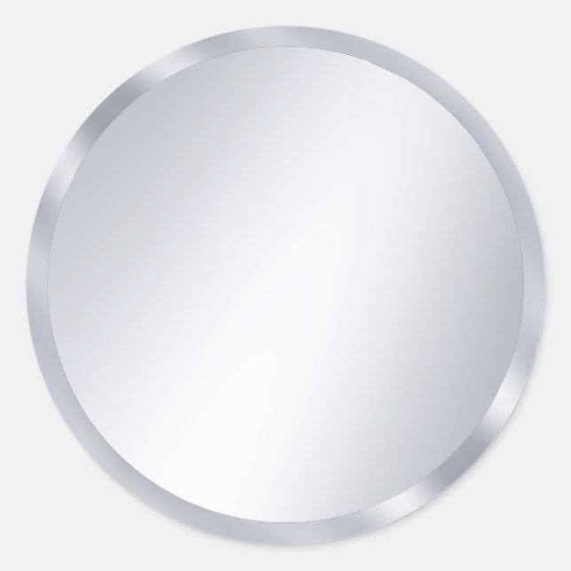 Sticker Rond Modèle vierge élégant à l'aspect argent métallisé  (Devant)