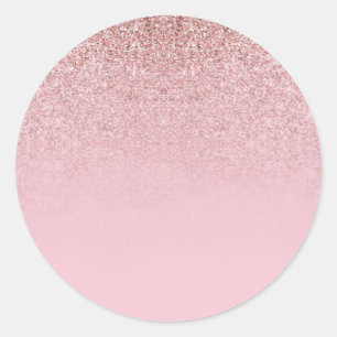 Sticker Rond Modèle vierge pailleté or rose Ajouter du texte Mo