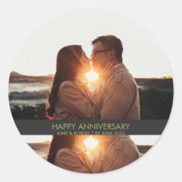 Sticker Rond Modern anniversary photo love 